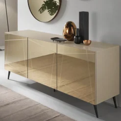 Madia in Nobilitato con Ante Rivestite in Specchio Made in Italy - Ester