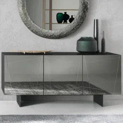 Madia in Nobilitato con Ante Rivestite in Specchio Made in Italy - Ester