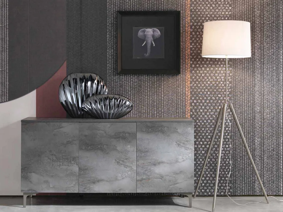 Madia Moderna a Tre Ante in Nobilitato Bronzo o Grigio Made in Italy – Clemente