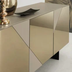 Madia Moderna con Ante in Mdf Rivestite in Specchio Made in Italy - Morgana
