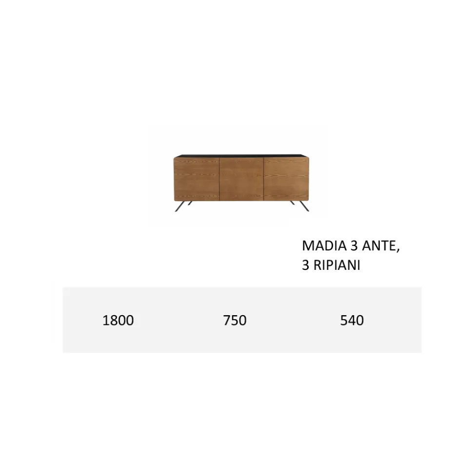 Madia Soggiorno in Mdf e Legno Massello 2 o 3 Ante Made in Italy - Chamber