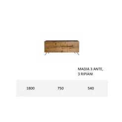 Madia Soggiorno in Mdf e Legno Massello 2 o 3 Ante Made in Italy - Chamber