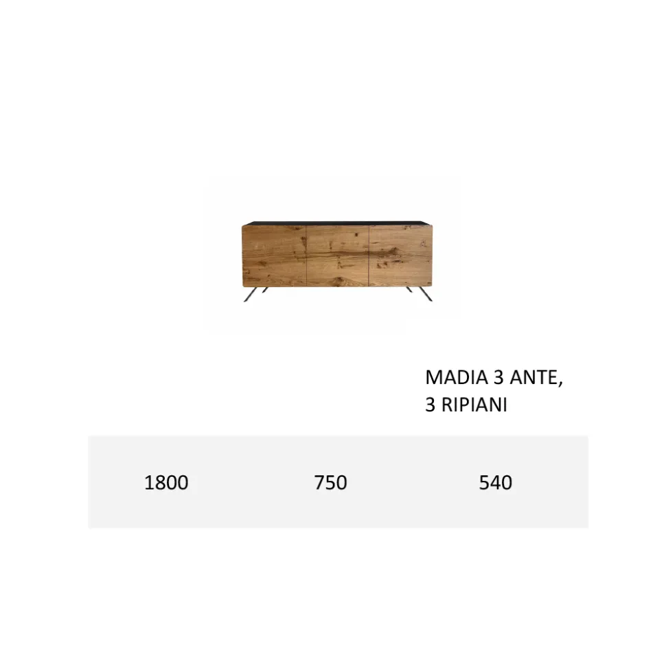 Madia Soggiorno in Mdf e Legno Massello 2 o 3 Ante Made in Italy - Chamber