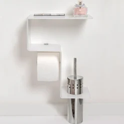 Mensola per il Bagno con Porta Rotolo e Porta Scopino Made in Italy - Paperone