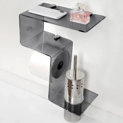 Mensola per il Bagno con Porta Rotolo e Porta Scopino Made in Italy - Paperone