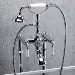 Miscelatore a Colonna per Vasca con Doccia in Ottone Made in Italy - Shelly