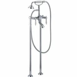 Miscelatore a Colonna per Vasca con Doccia in Ottone Made in Italy - Shelly