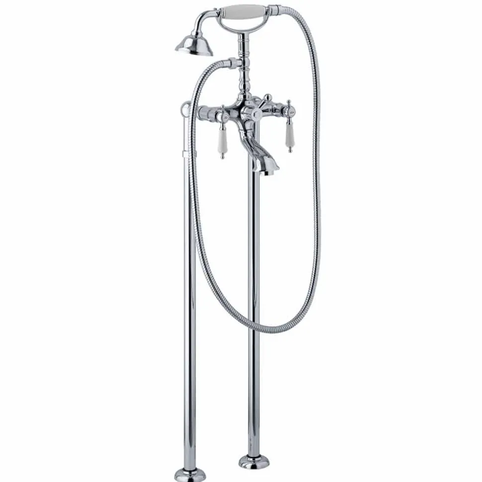 Miscelatore a Colonna per Vasca con Doccia in Ottone Made in Italy - Shelly