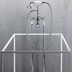 Miscelatore a Colonna per Vasca con Doccia in Ottone Made in Italy - Shelly