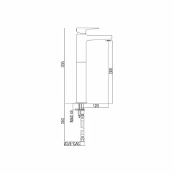 Miscelatore Alto per Lavabo Bagno in Ottone Senza Scarico Made in Italy - Sindra