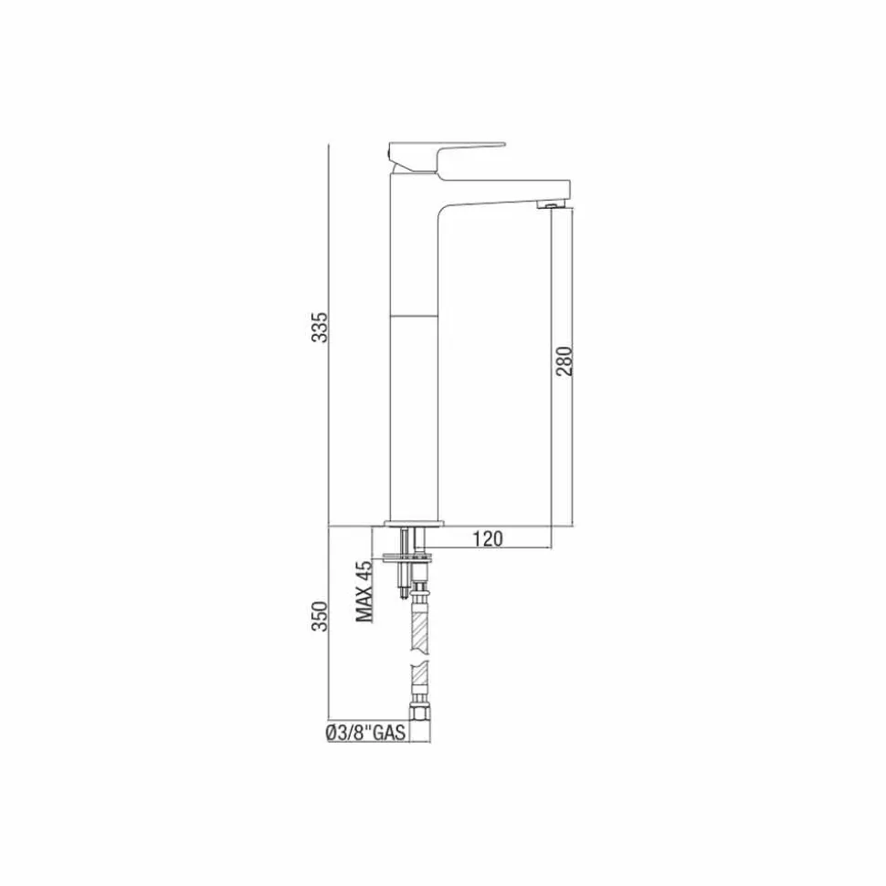 Miscelatore Alto per Lavabo Bagno in Ottone Senza Scarico Made in Italy - Sindra