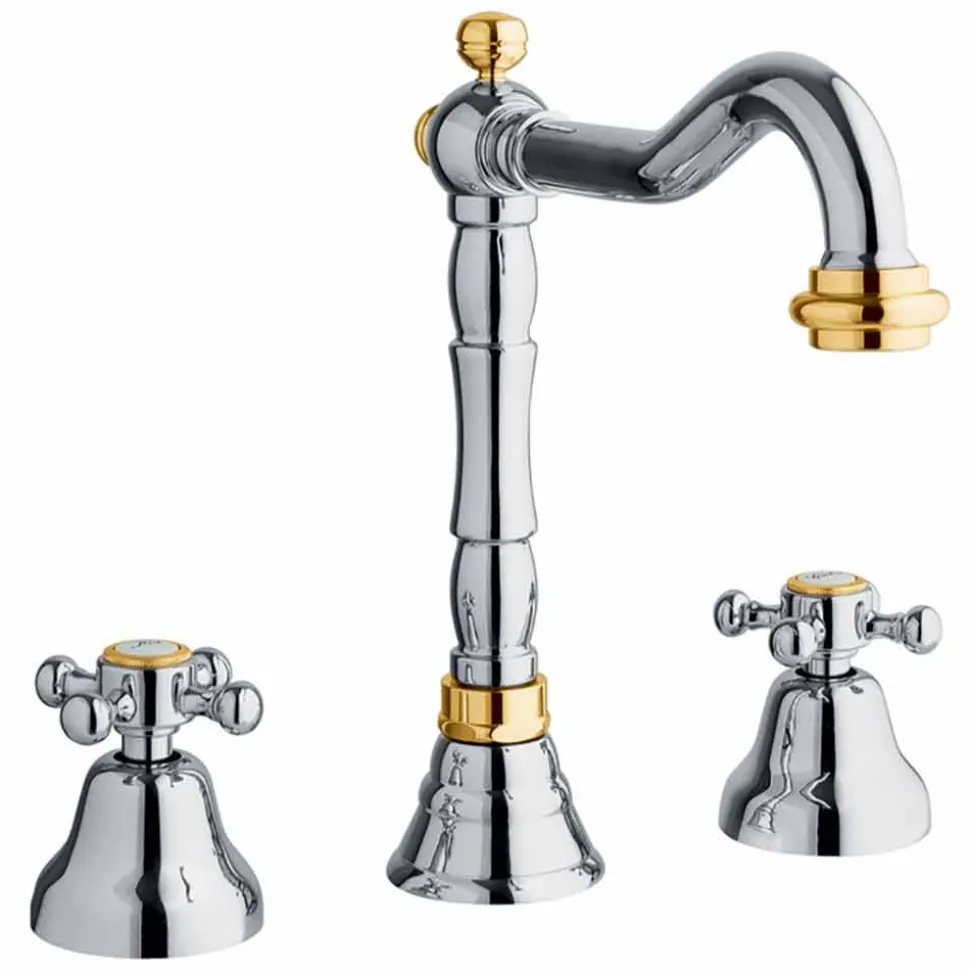 Miscelatore Classico a 3 Fori per Lavabo in Ottone Made in Italy - Lisca
