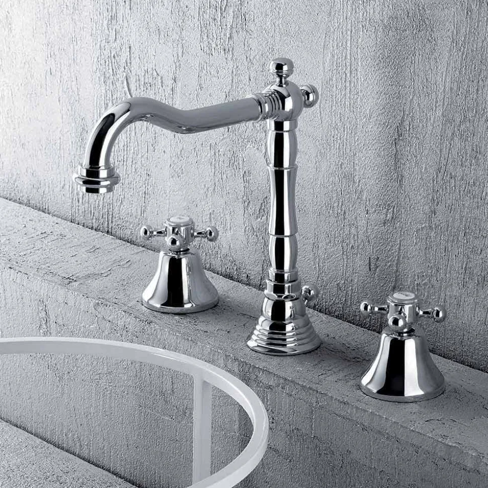 Miscelatore Classico a 3 Fori per Lavabo in Ottone Made in Italy - Lisca