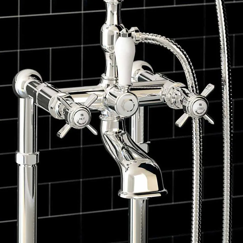 Miscelatore Classico a Pavimento per Vasca in Ottone Made in Italy - Omidio