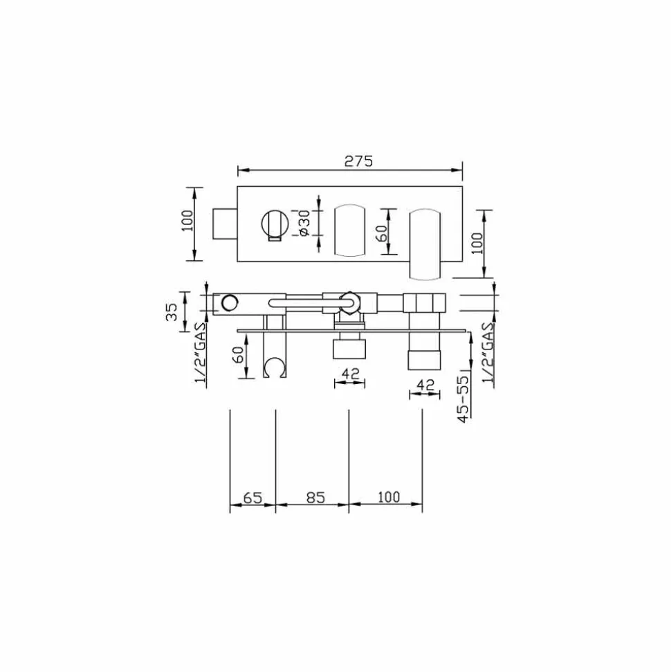 Miscelatore Doccia a Incasso Design Moderno in Ottone Made in Italy - Sika