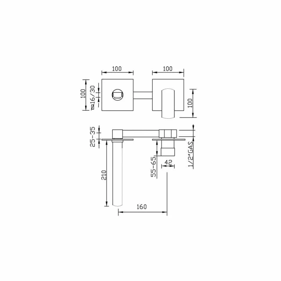 Miscelatore Lavabo Bagno a Muro No Scarico Made in Italy - Sika