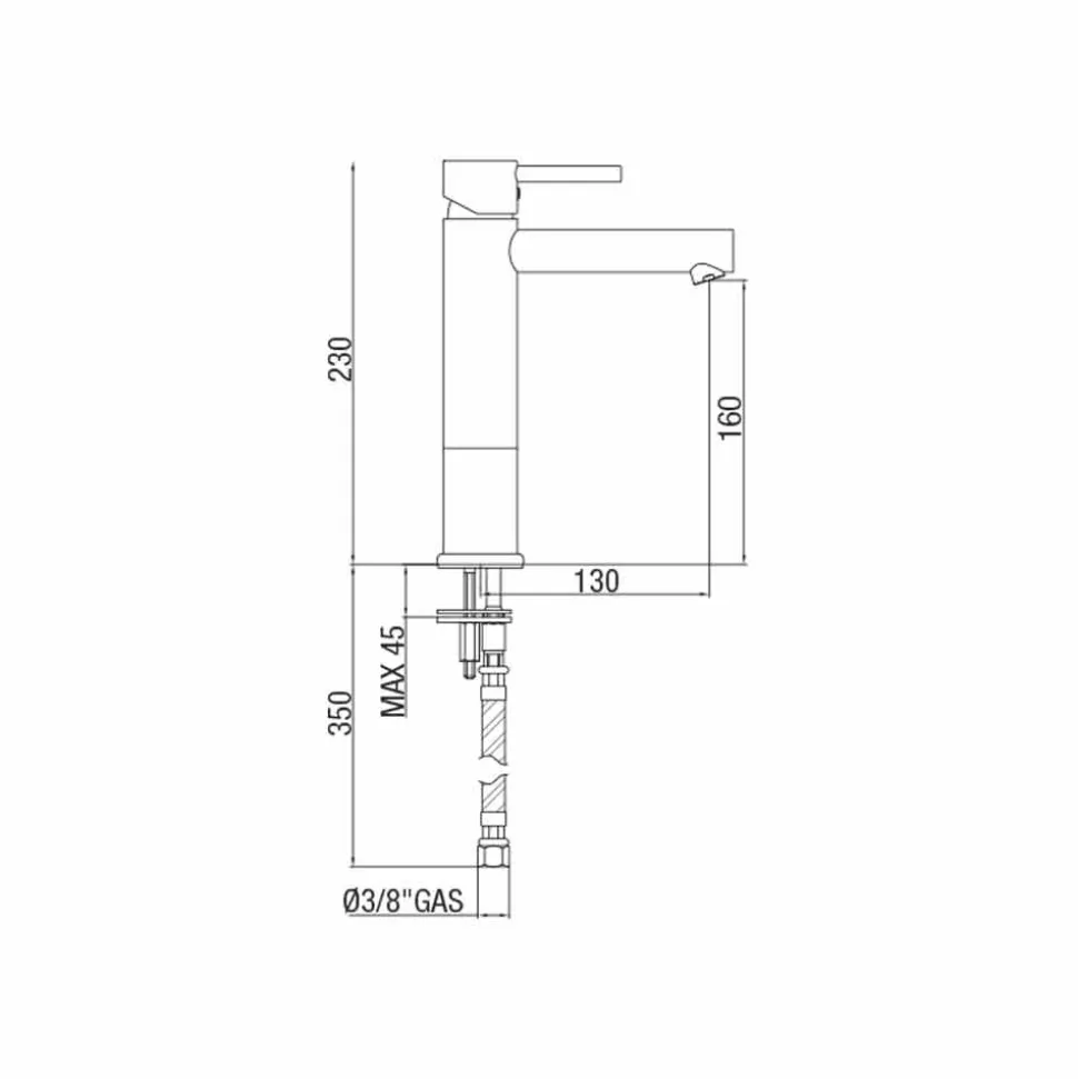 Miscelatore Lavabo Bagno in Ottone Cromato Senza Scarico Made in Italy - Ermia