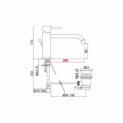 Miscelatore Lavabo con Bocca Interasse 200 mm in Ottone Made in Italy - Liro