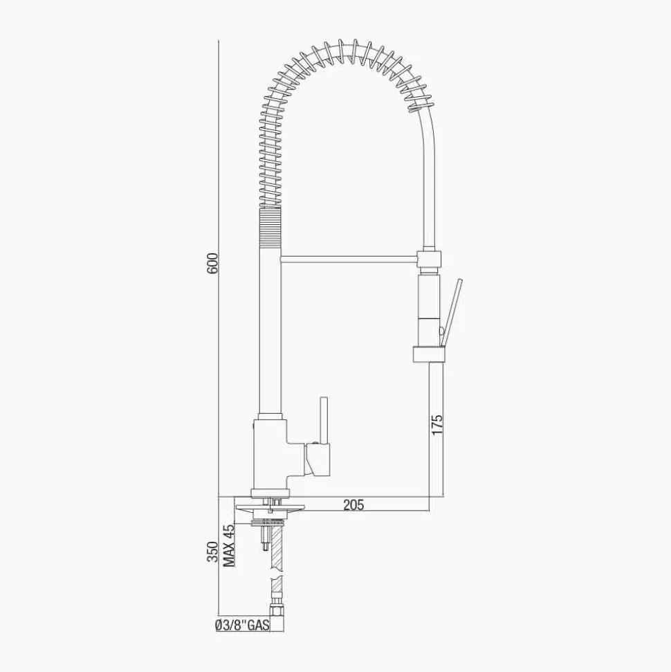 Miscelatore Lavabo da Cucina in Ottone Cromato con Doccia Made in Italy - Kondor