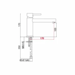 Miscelatore Lavabo in Ottone con Bocca Interasse 170 mm Made in Italy - Ermia