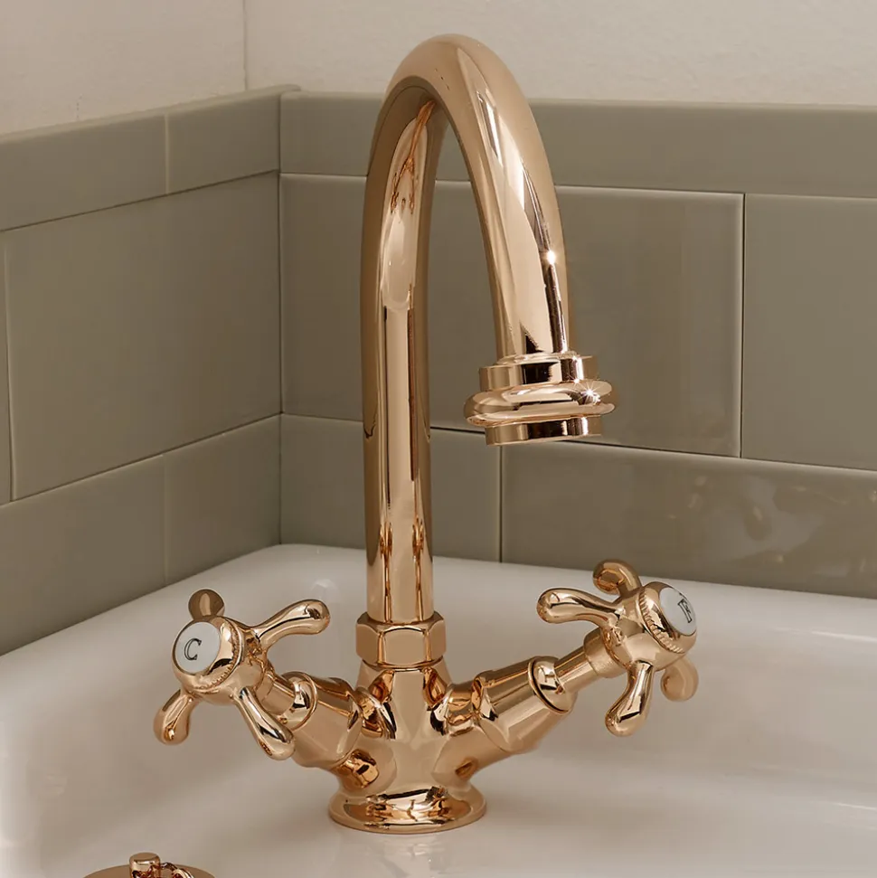Miscelatore Lavabo Monoforo Stile Vintage in Ottone Made in Italy – Klarisa