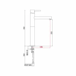 Miscelatore Lavabo Prolungato in Ottone Senza Scarico Made in Italy - Ermia