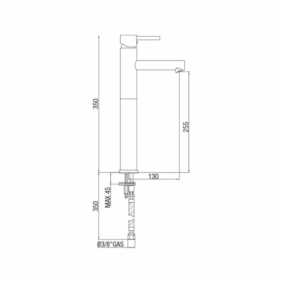 Miscelatore Lavabo Prolungato in Ottone Senza Scarico Made in Italy - Ermia