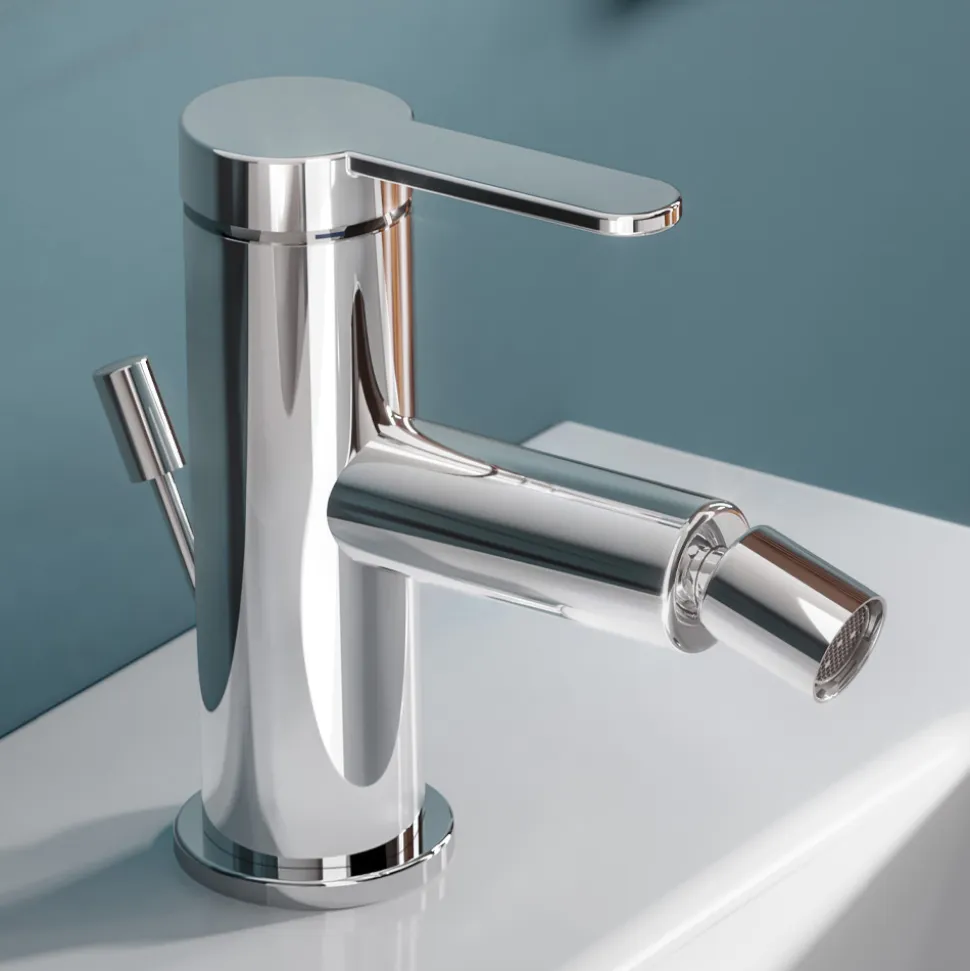 Miscelatore Monocomando Bidet Design Piatto in Ottone Cromato - Agenore