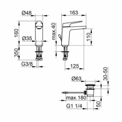 Miscelatore Monocomando per Lavabo Bagno in Ottone Cromato, di Design - Clari