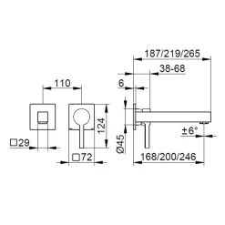 Miscelatore Monocomando per Lavabo a Parete in Ottone - Erik