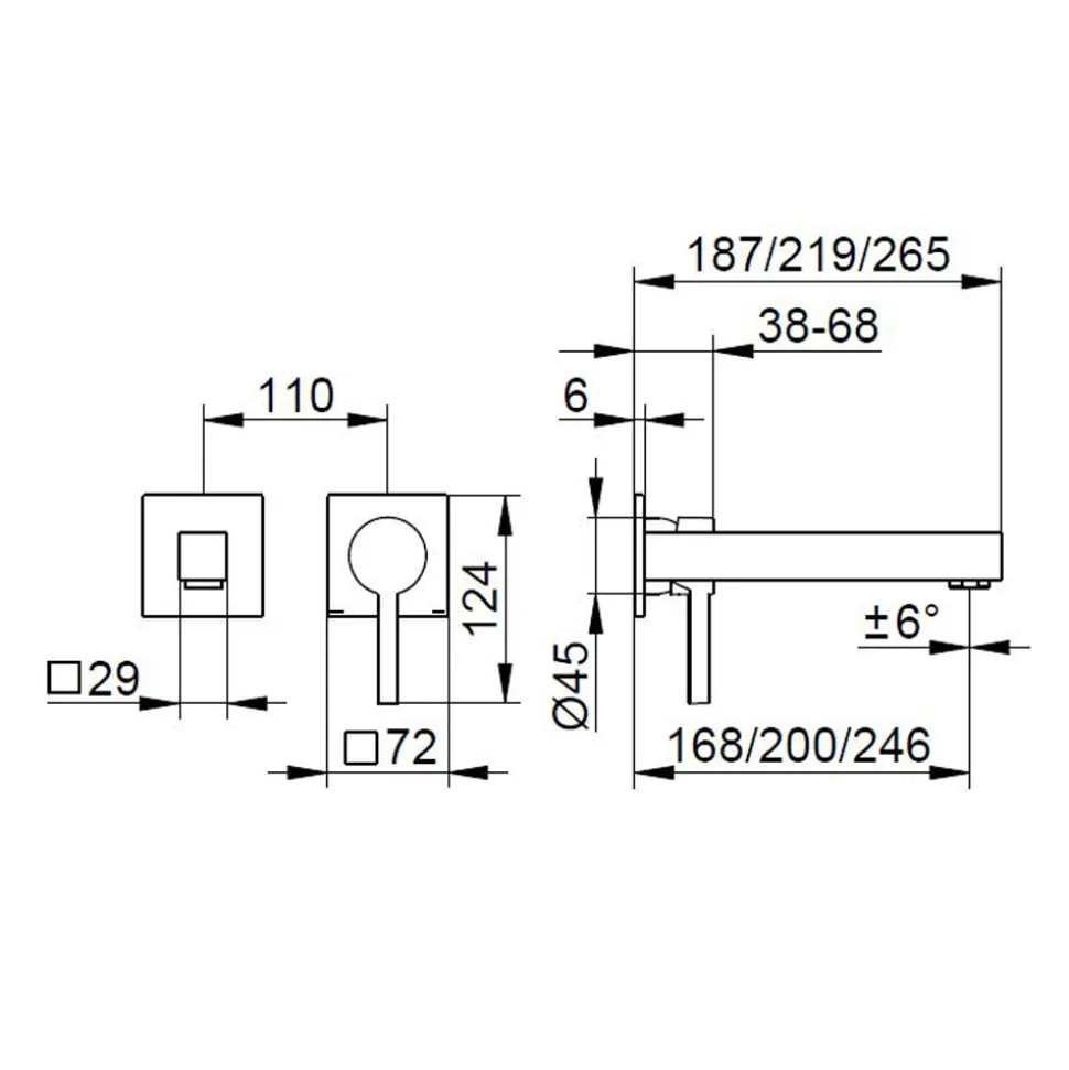 Miscelatore Monocomando per Lavabo a Parete in Ottone - Erik