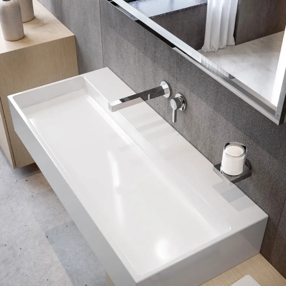 Miscelatore Monocomando per Lavabo a Parete in Ottone Cromato - Erik