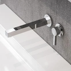 Miscelatore Monocomando per Lavabo a Parete in Ottone Cromato - Erik