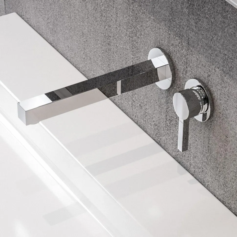 Miscelatore Monocomando per Lavabo a Parete in Ottone Cromato - Erik