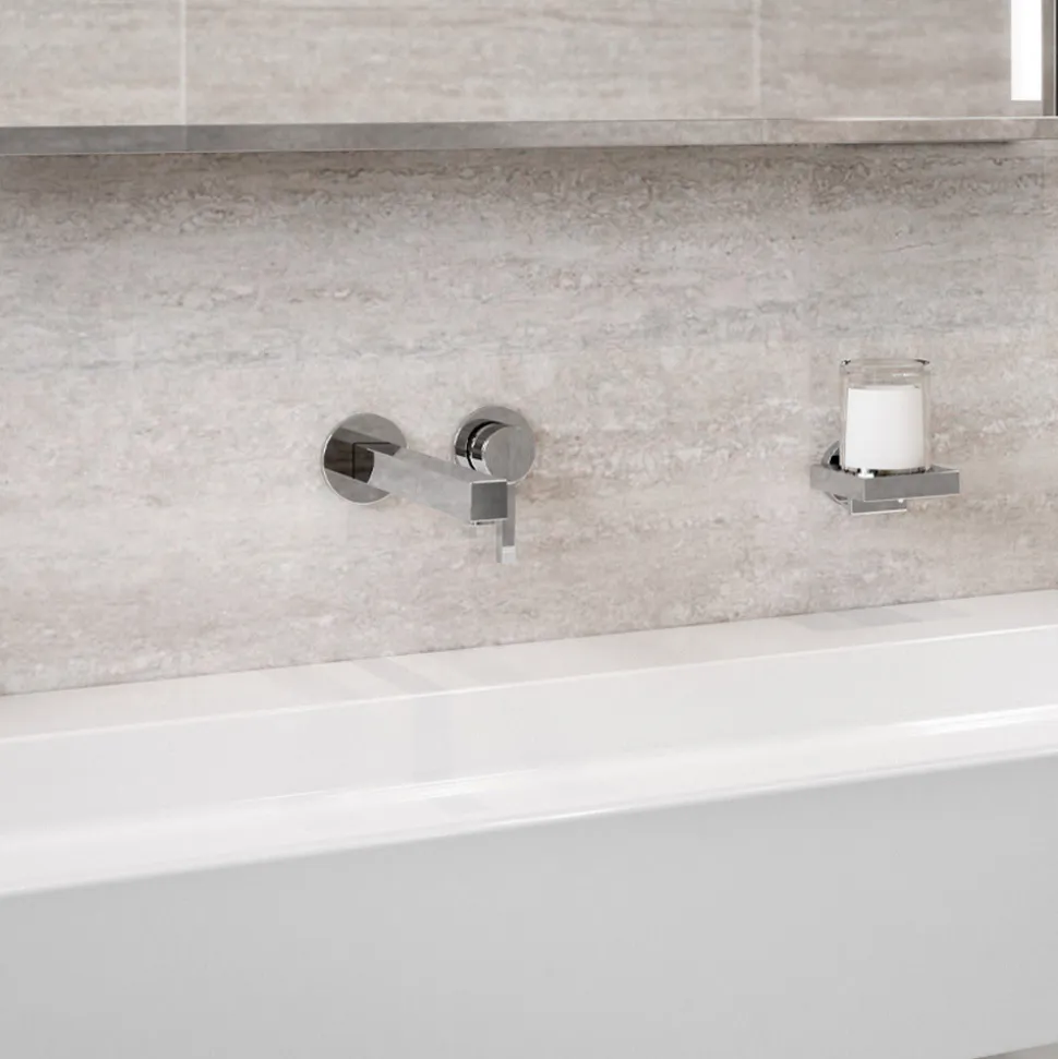 Miscelatore Monocomando per Lavabo a Parete in Ottone Cromato - Erik