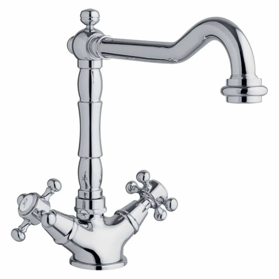 Miscelatore Monoforo per Lavabo in Ottone Design Classico Made in Italy - Castor