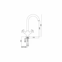 Miscelatore Monoforo per Lavabo da Cucina in Ottone Cromo Made in Italy - Sedano