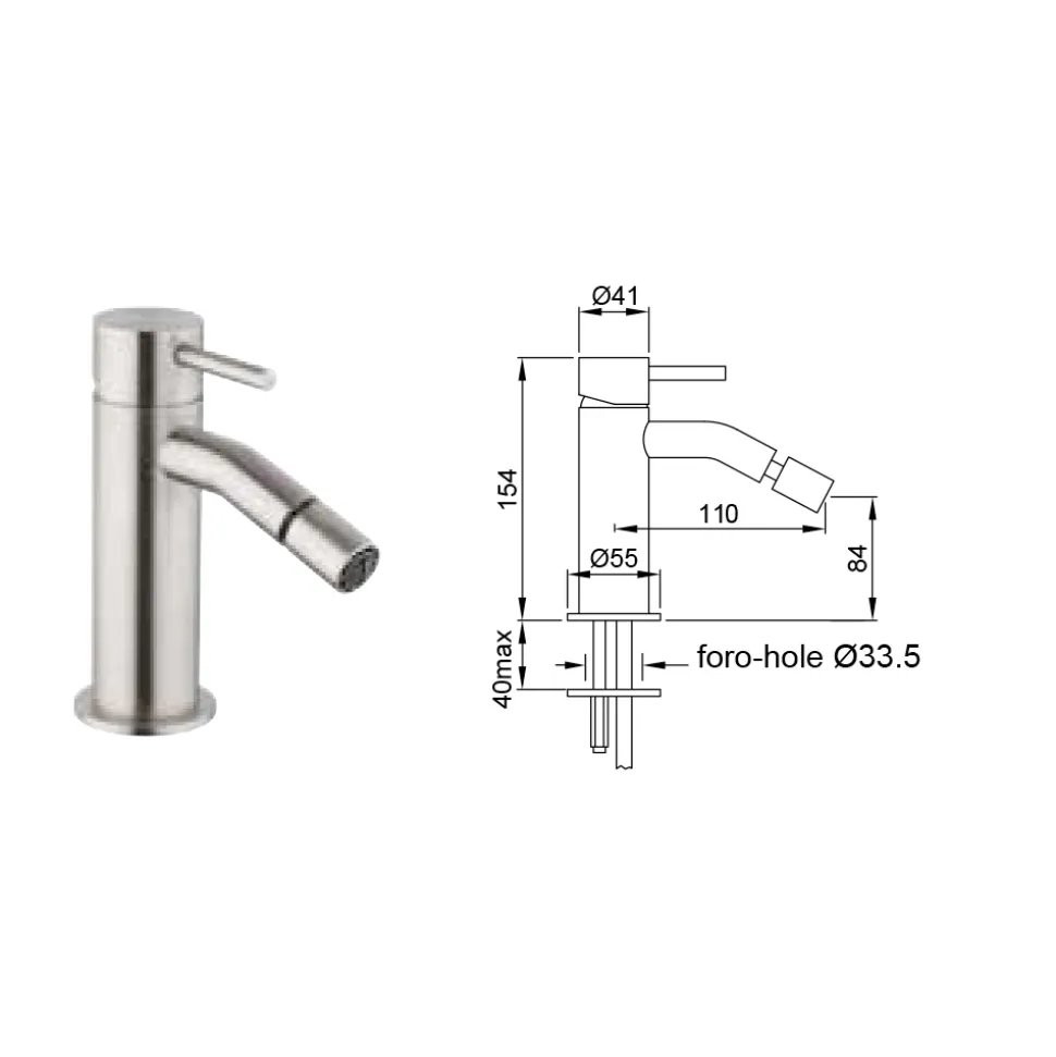 Miscelatore per Bidet Senza Scarico in Acciaio AISI 316L - Artigli