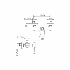 Miscelatore per Doccia per Colonna in Ottone Made in Italy - Neno