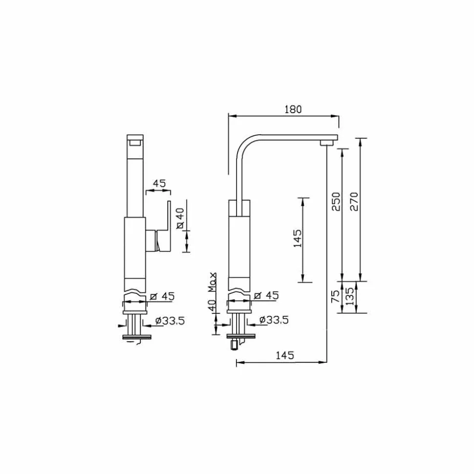 Miscelatore per Lavabo a Canna Alta Prolunga 7cm Made in Italy - Panela