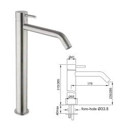 Miscelatore per Lavabo Alto con Bocca Lunga in Acciaio AISI 316L - Artigli