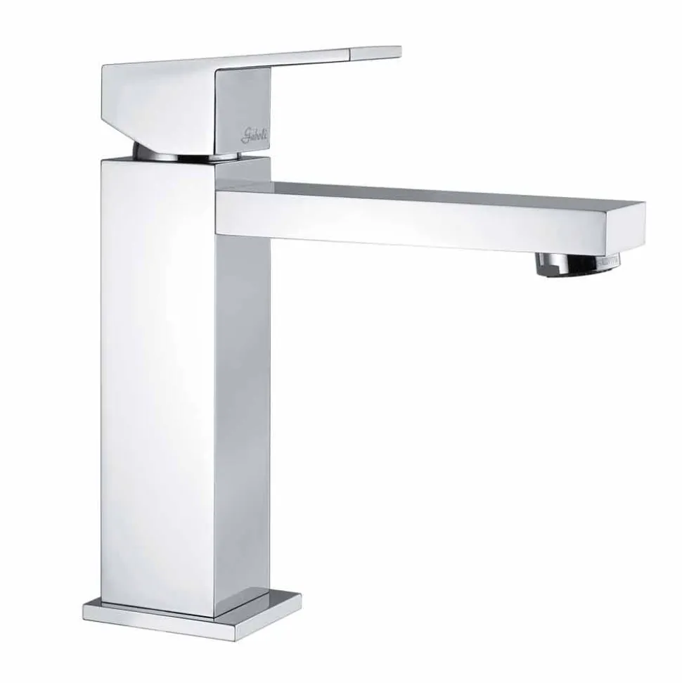 Miscelatore per Lavabo Bagno in Ottone Cromato Squadrato Made in Italy - Medida