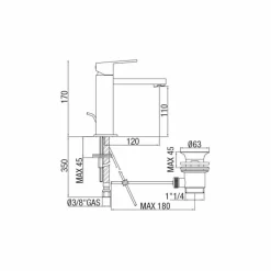 Miscelatore per Lavabo Bagno in Ottone Cromato Squadrato Made in Italy - Medida