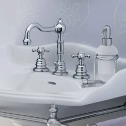 Miscelatore per Lavabo Bagno a Tre Fori in Ottone Moderno Made in Italy - Binsu