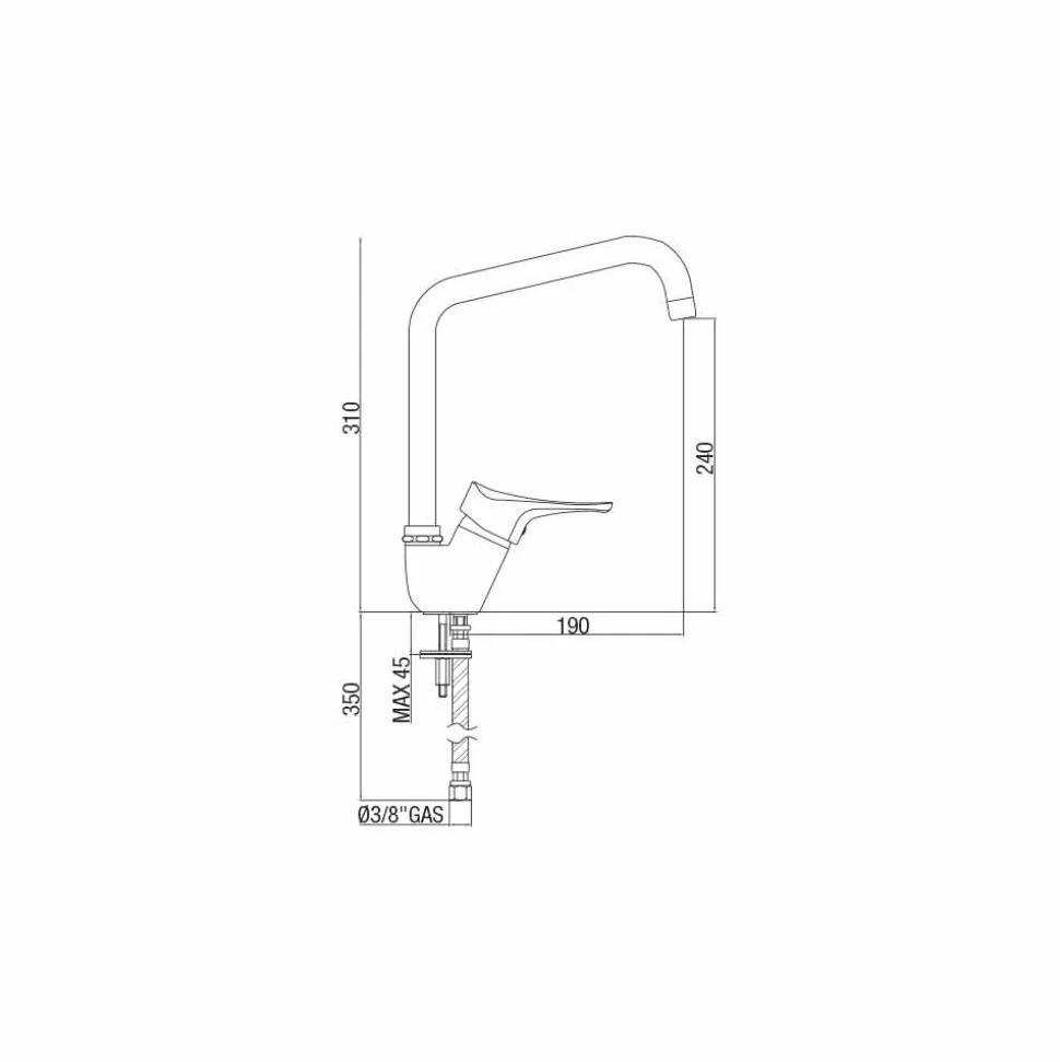 Miscelatore per Lavabo Cucina in Ottone Cromato Orientabile Made in Italy - Cino