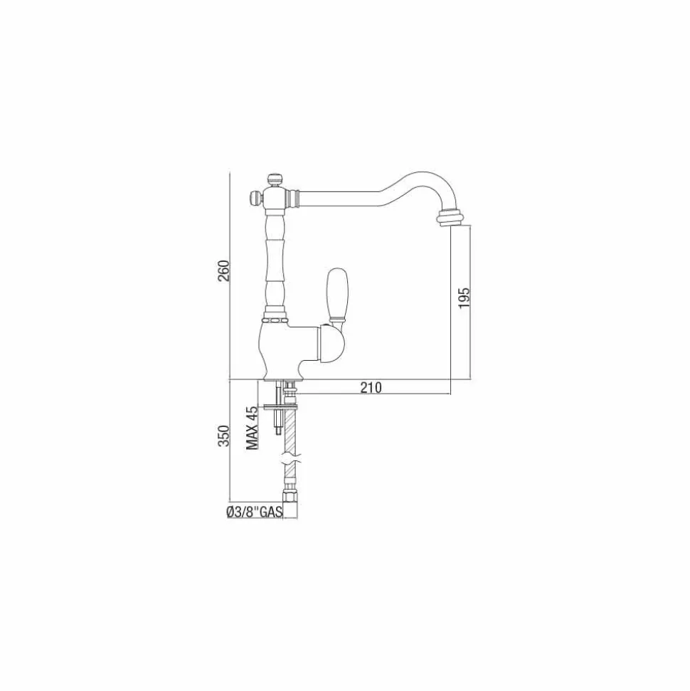 Miscelatore per Lavabo da Cucina Classico in Ottone Made in Italy - Adonis