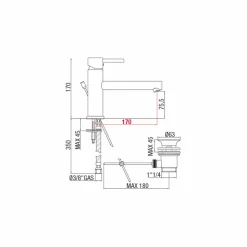 Miscelatore per Lavabo in Ottone Cromato con Scarico Made in Italy - Ermia