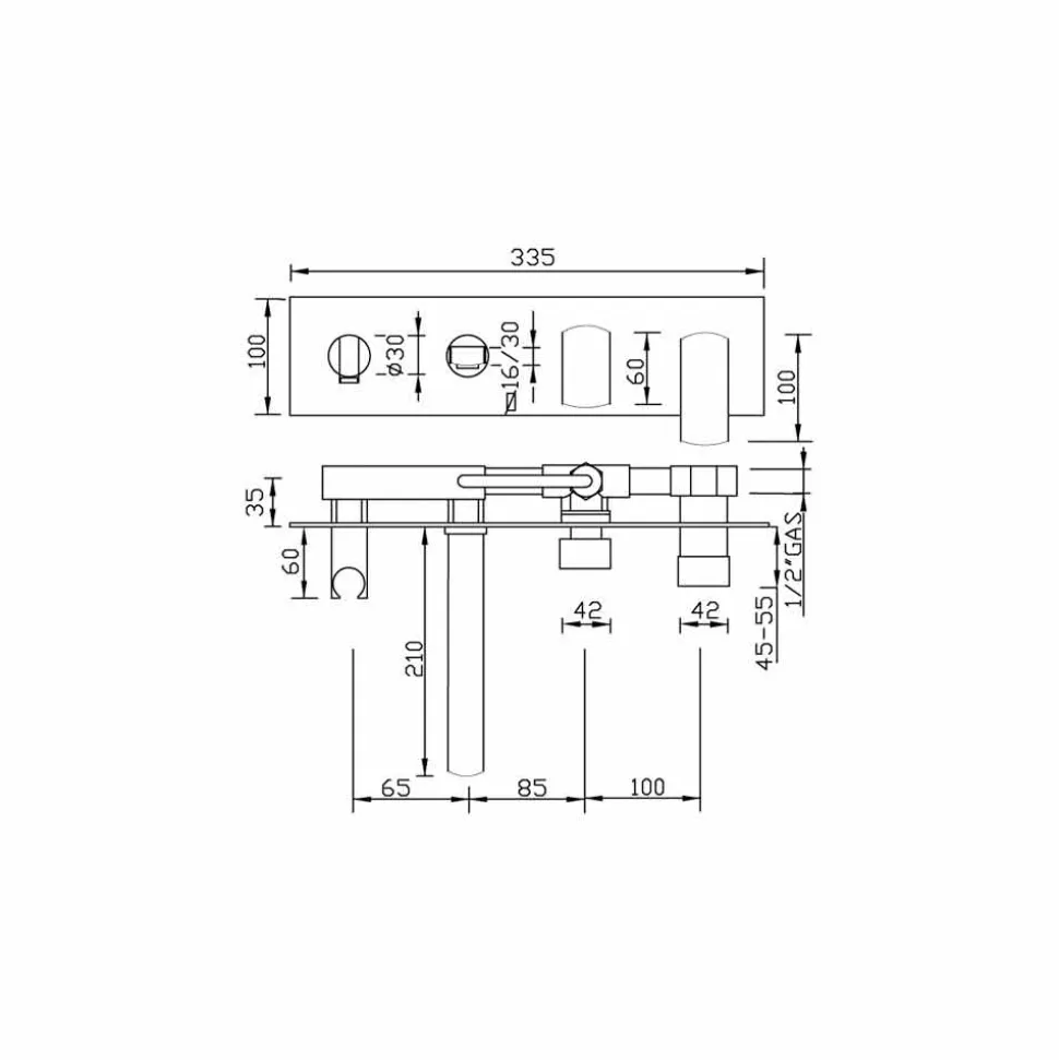Miscelatore per Vasca ad Incasso Design Moderno in Ottone Made in Italy - Sika