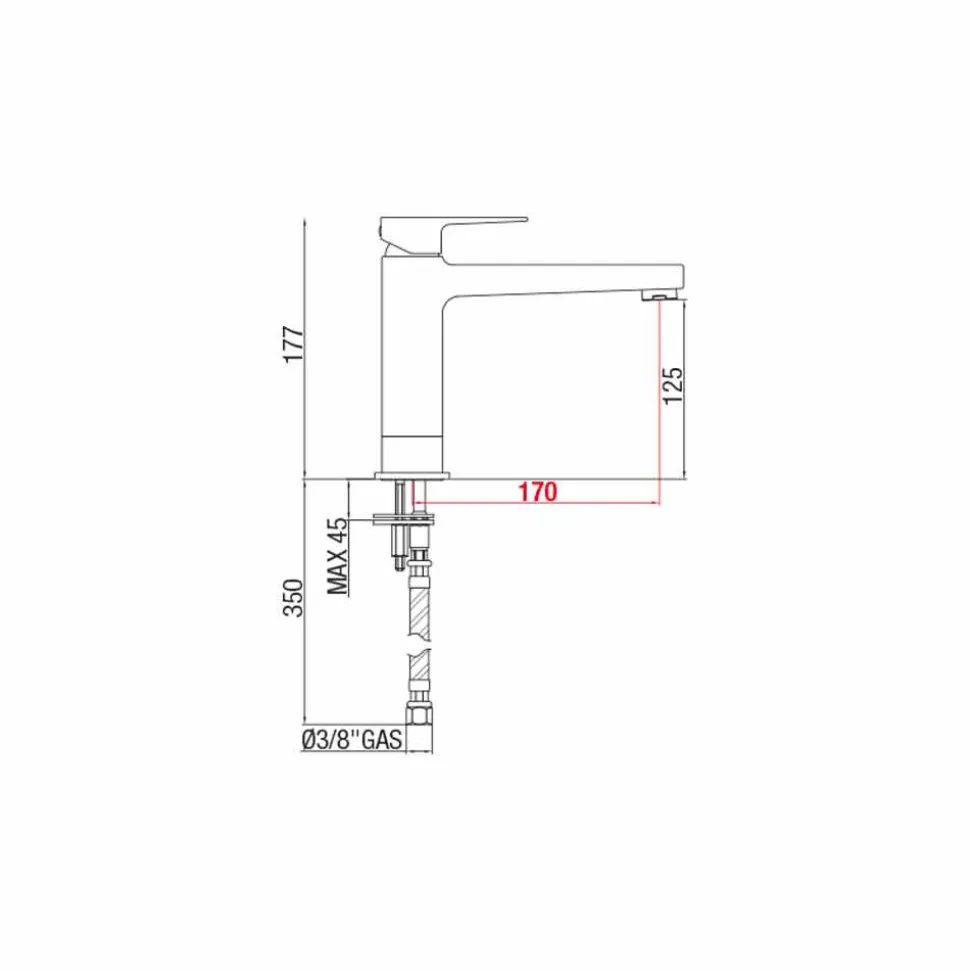 Miscelatore Prolungato Senza Scarico per Lavabo in Ottone Made in Italy - Sindra