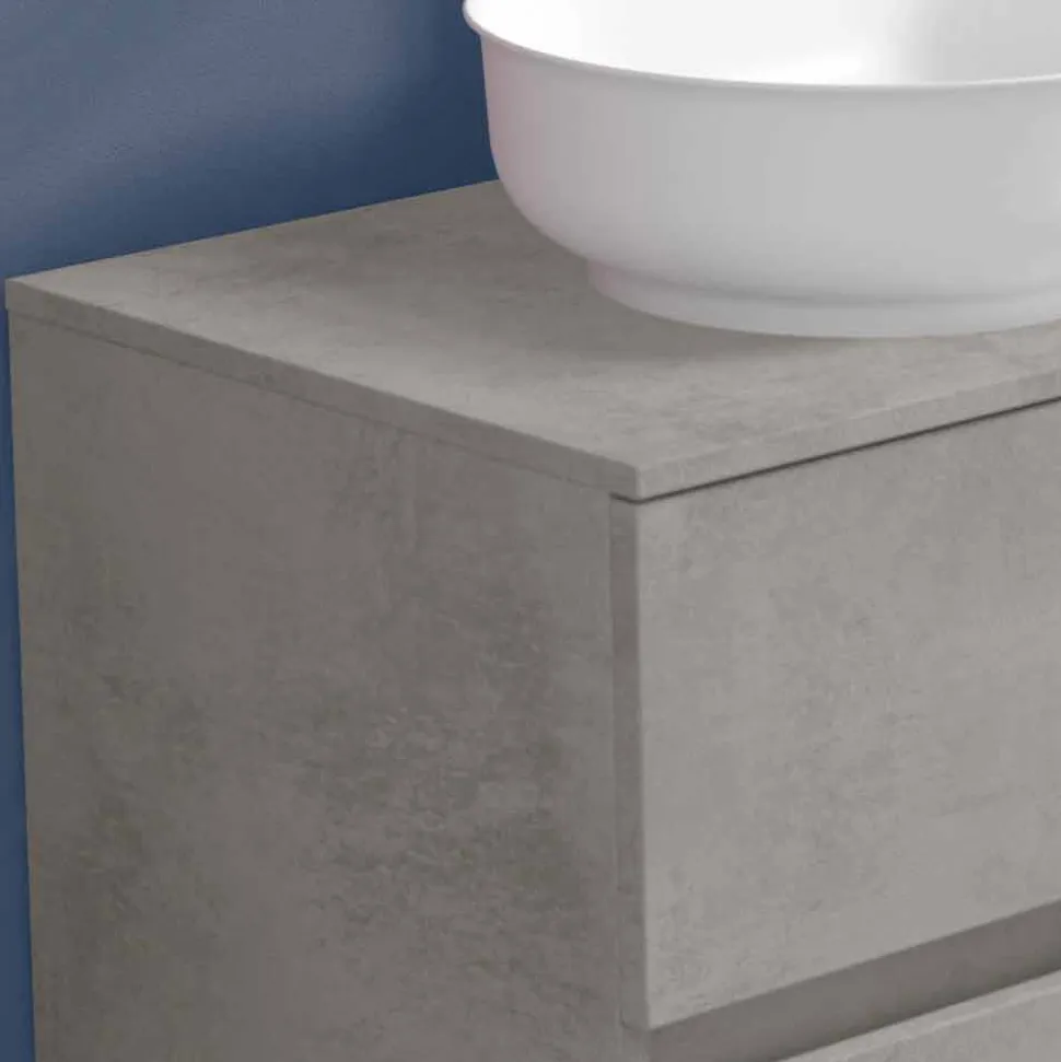 Mobile Arredo Bagno a Sospensione e Lavabo Ovale, Design Moderno - Cesiro